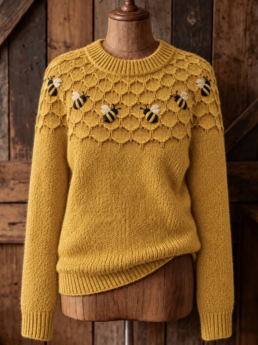 Vintage Farm Bees Sheep Ugly Christmas Sweater Cute Animal Clothes Gift For Women - Gwh