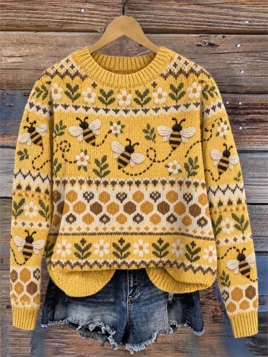 Vintage Flying Bees Merch Sweater Casual Fall Apparel Gift For Sister - GWH