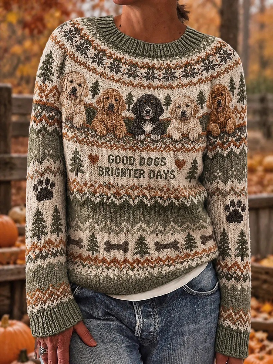 Vintage Goods Dogs Brighter Days Fair Isle Sweater Winter Clothing Xmas Gifts For Dog Lovers - GWH